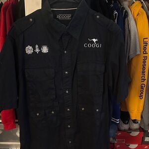 COOGI Black Short Sleeve Shirt with Embroidered Logos